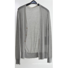 Ladie V Neck Cardigan Tricots couleur pure avec bouton